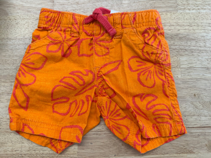 Old Navy Shorts – 3–6M | Orange & Red Tropical Print