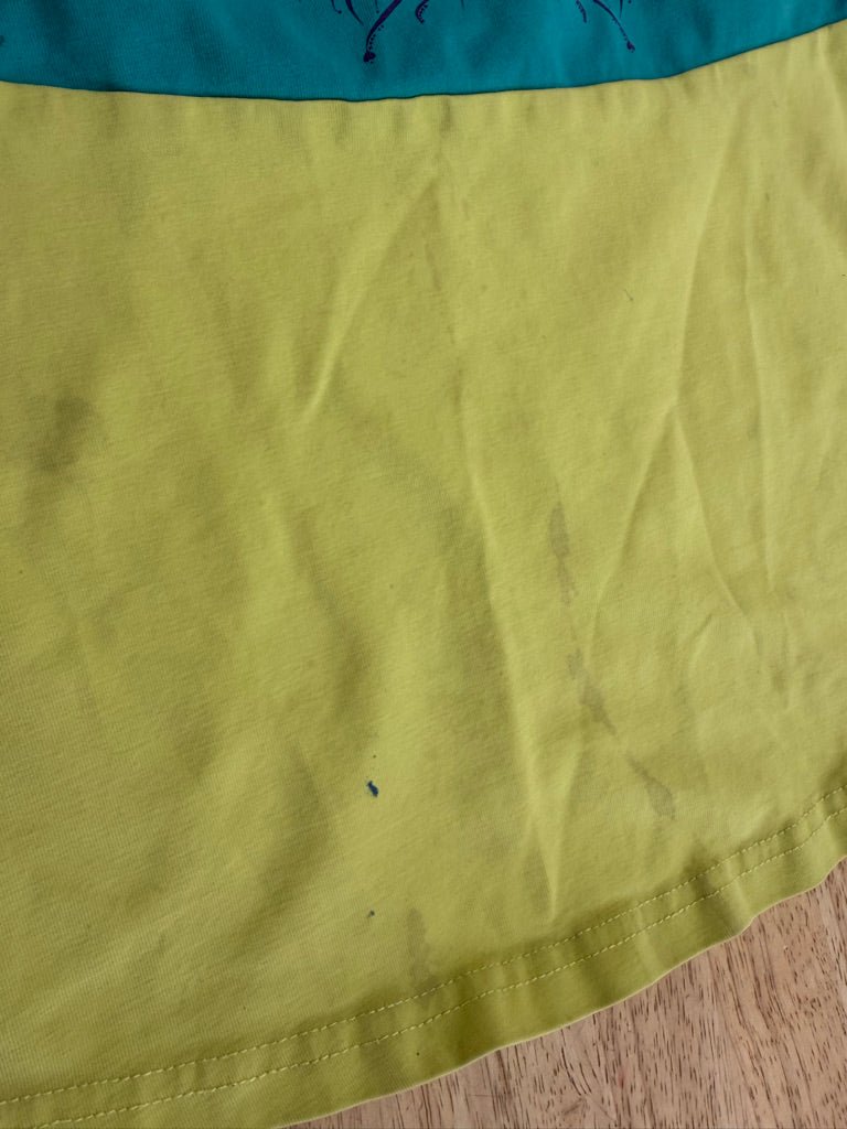 Peekaboo Beans Tunic – 5 | Turquoise & Lime Lion Face | Play - Nest and Sprout - Consignment