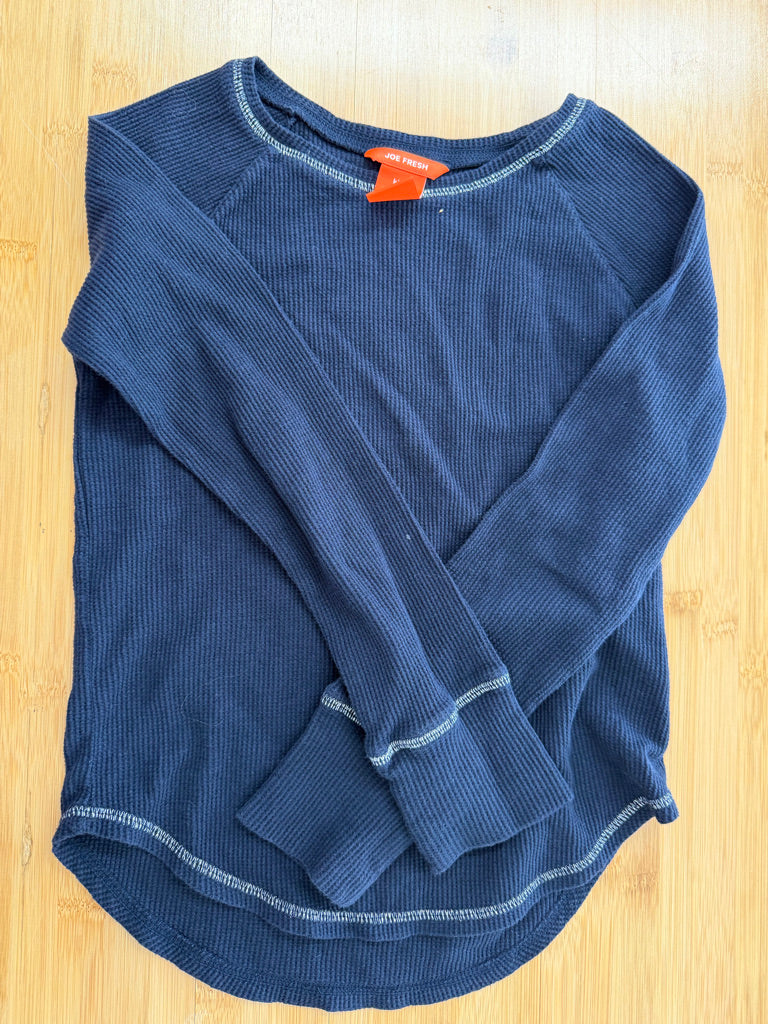 Joe Fresh Waffle Knit Shirt – 7/8 | Ribbed Long Sleeve Silver Stitching
