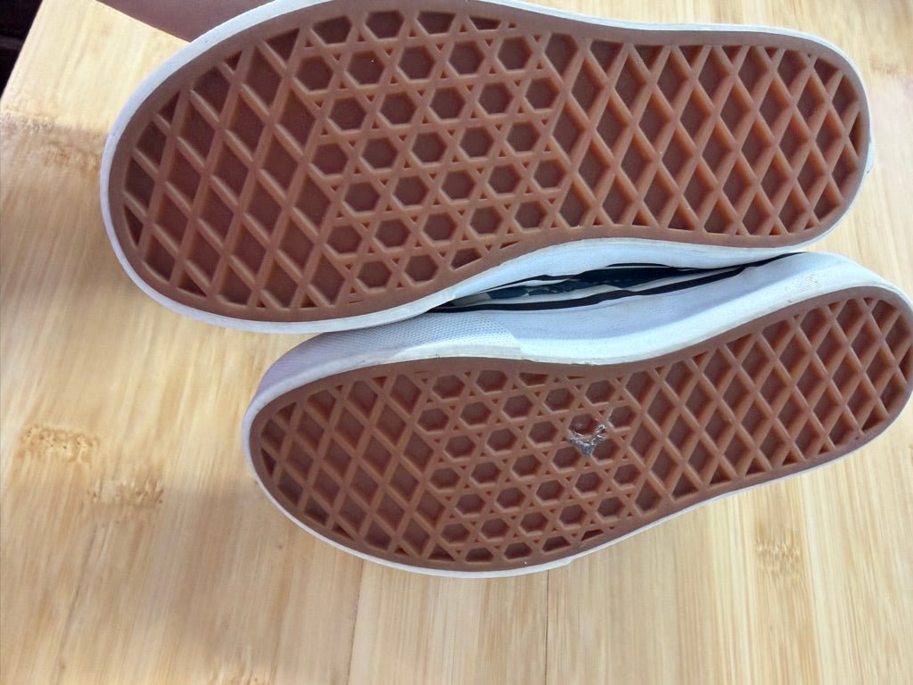 Vans Checker Slip-On Canvas Shoes – 12 (EU 30) | Blue & Cream - Nest and Sprout-Consignment