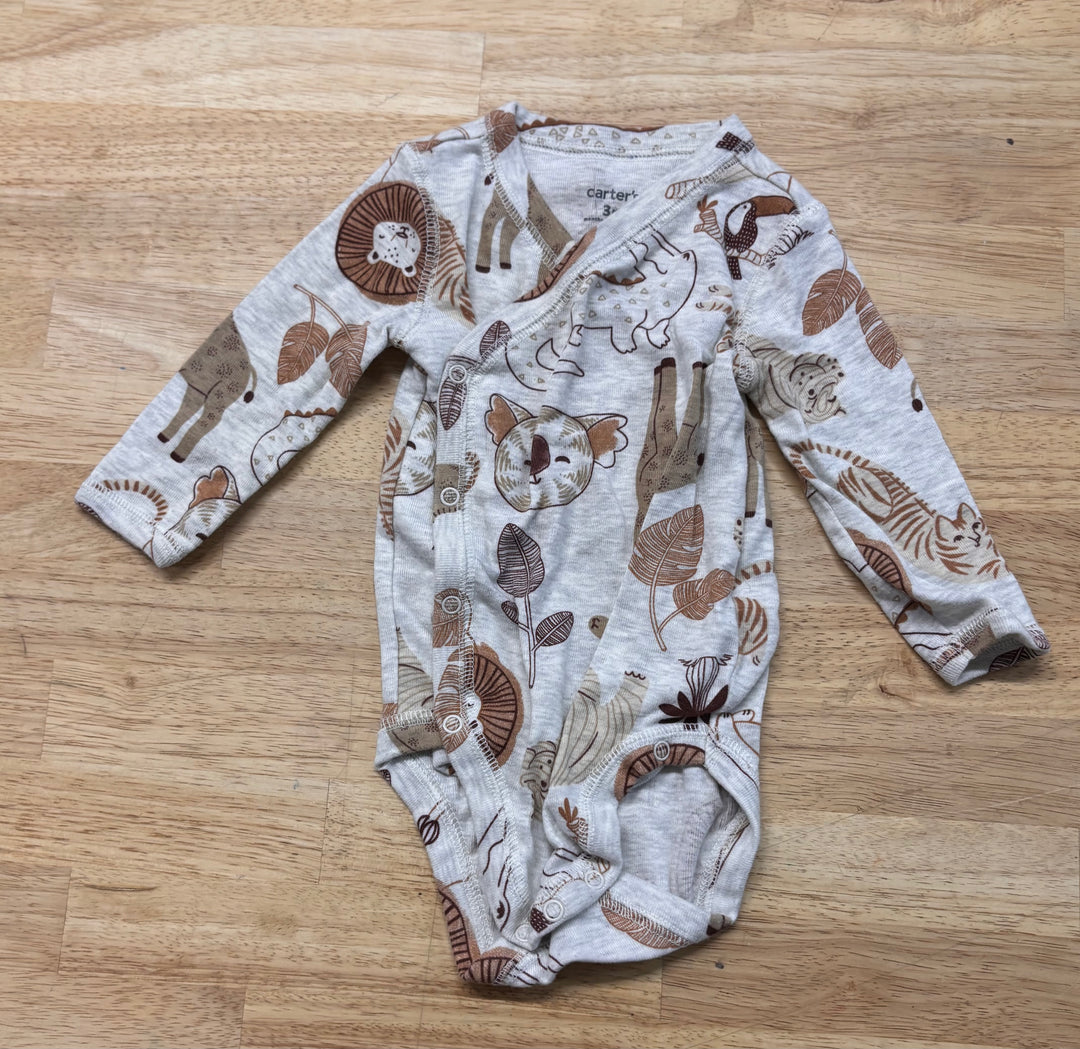Carters Kimono Bodysuit – Size 3M (Animal Print)