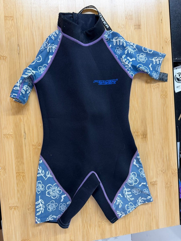 Power Deck Wetsuit – 4 | Blue Floral Print with Black Body - Nest and Sprout-Consignment