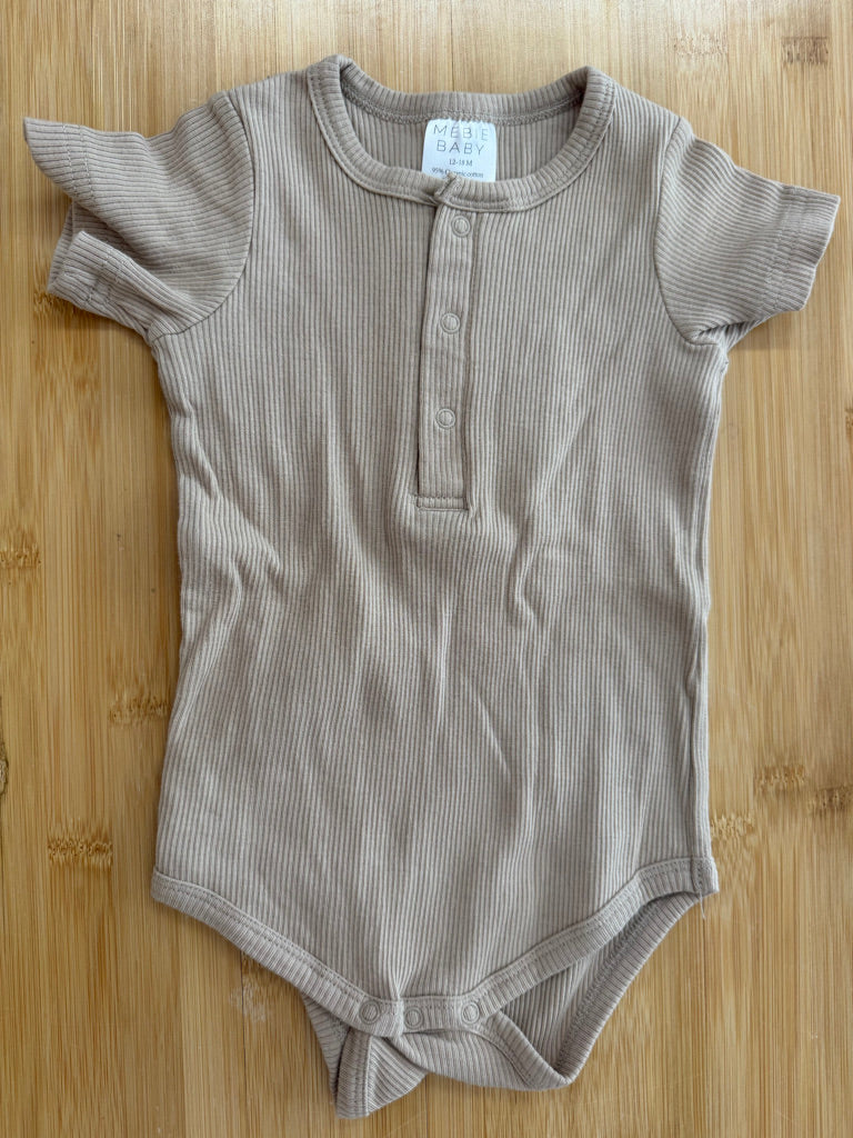 Mebie Baby Light Brown Ribbed Bodysuit – 12–18M