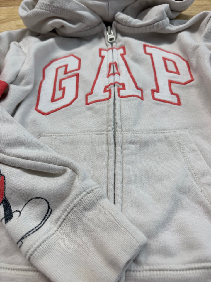 Gap Disney Mickey Mouse Zip-Up Sweatshirt – S (6/7Y) | Cream Coral Outline | Play