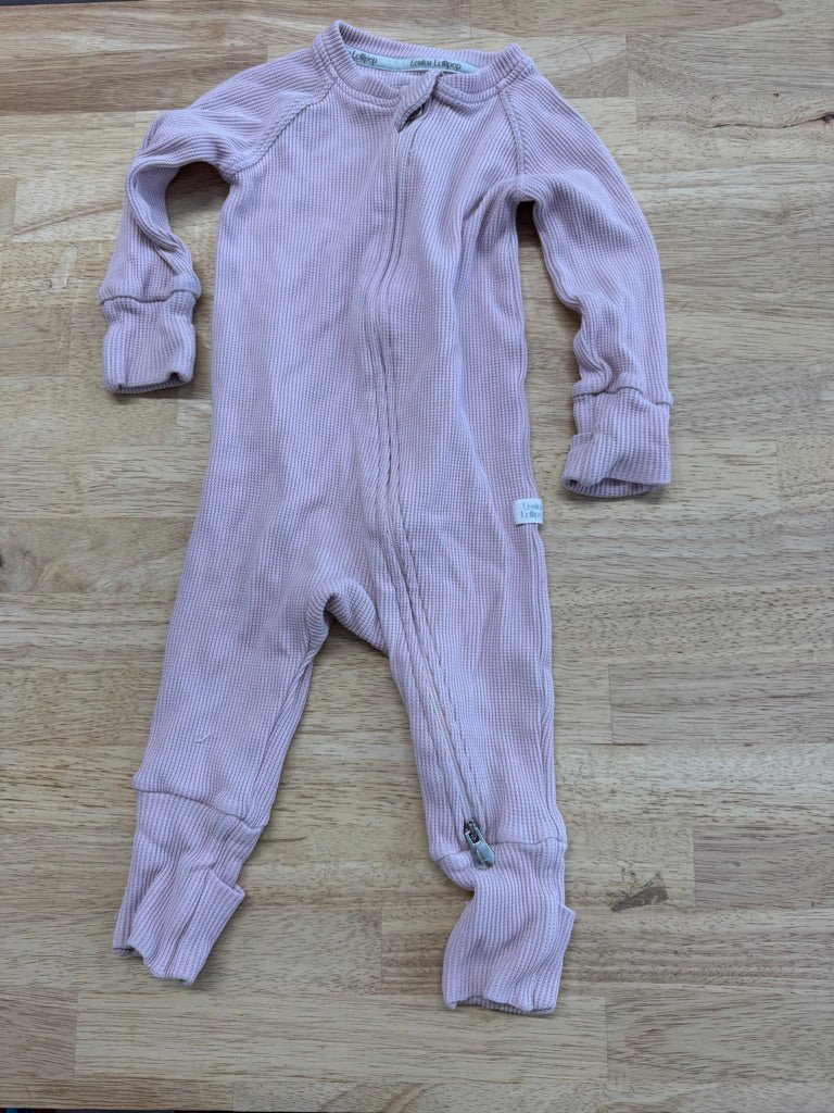 Loulou Lollipop Waffle Tencel Footless Sleeper – 3–6M | Light Pink Two-Way Zip Fold-Over - Nest and Sprout-Consignment
