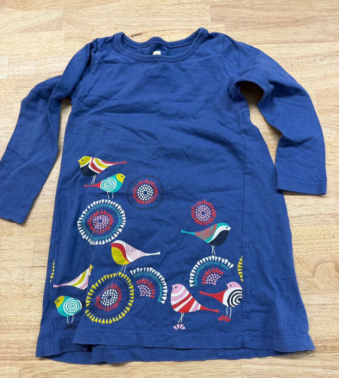 Tea Collection Long Sleeve Dress – 2 | Blue | Bird Hemline