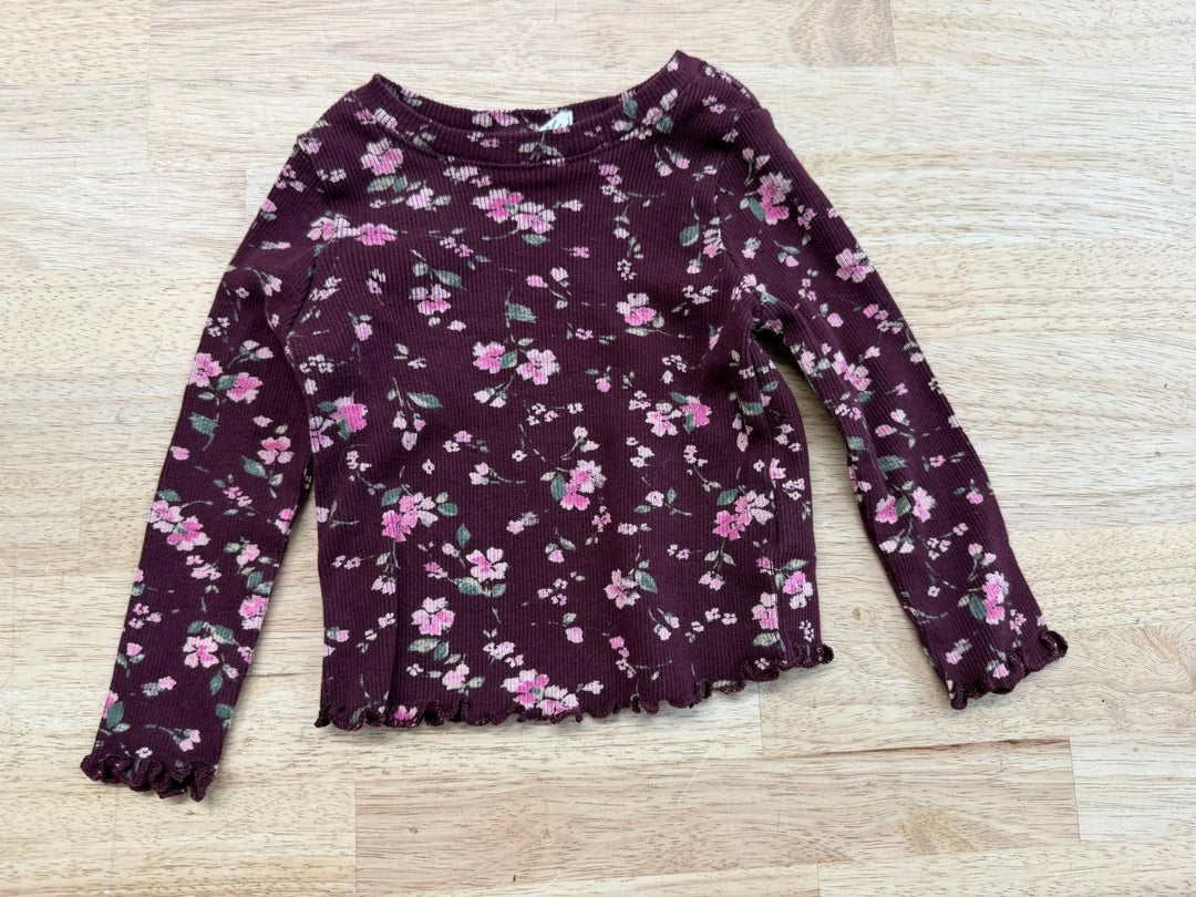 Gap Shirt – 6–12M | Burgundy Floral Ruffle - Nest and Sprout - Consignment