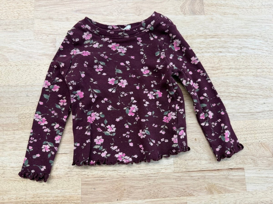 Gap Shirt – 6–12M | Burgundy Floral Ruffle - Nest and Sprout - Consignment