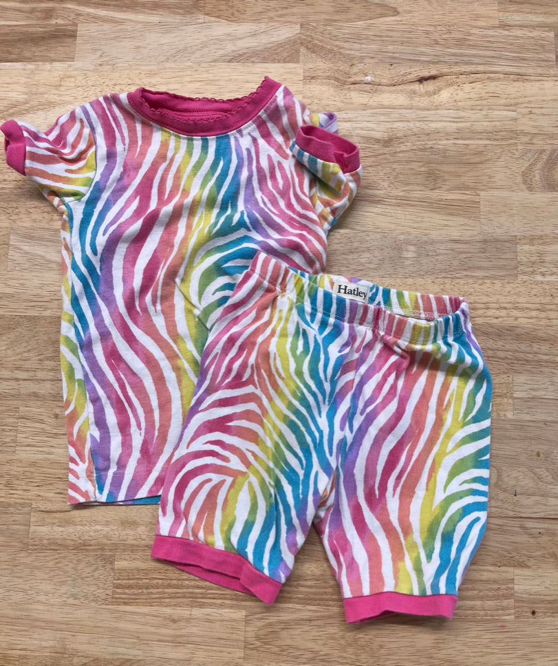 Hatley PJ Set Rainbow Zebra Size 5