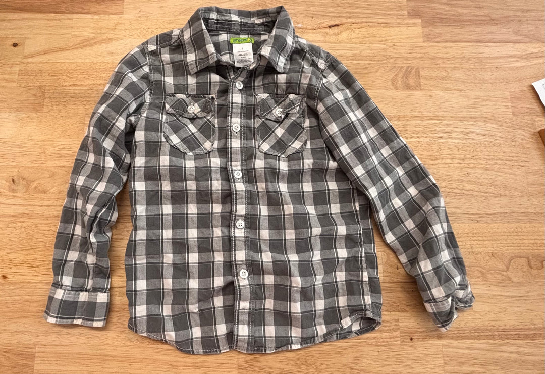Green 9 Size 7 Button-Up Shirt – Grey Plaid