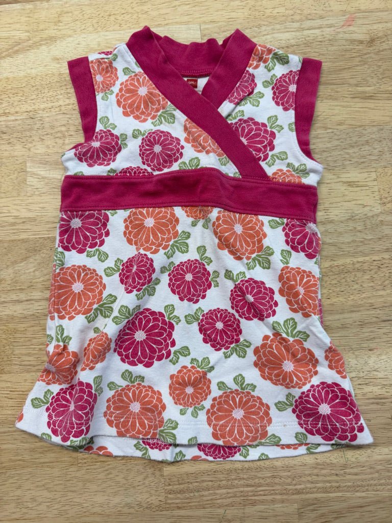 Tea Collection Orange & Fuchsia Floral Wrap Dress – 12–18M | Play - Nest and Sprout-Consignment