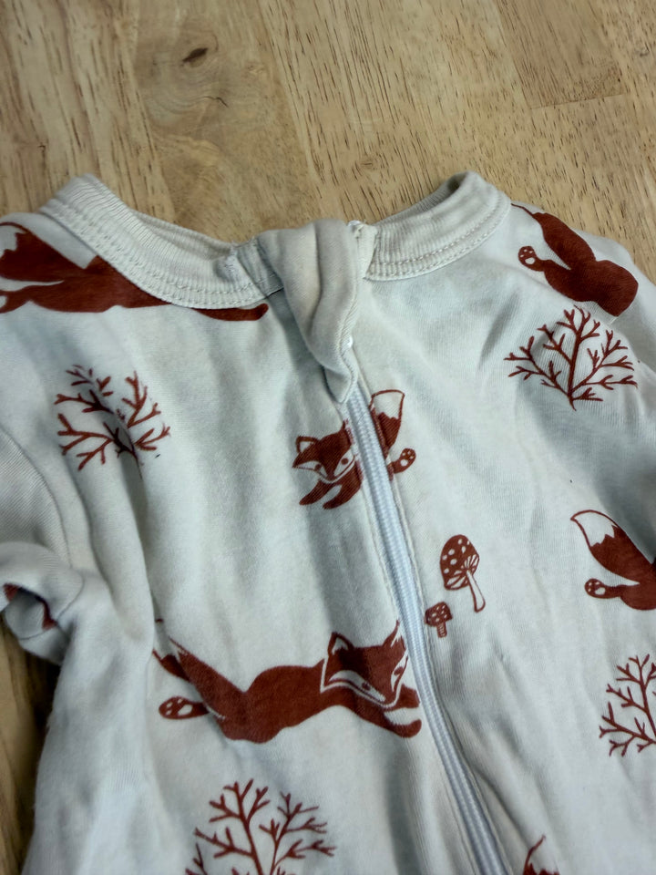 Parade Organics Fox Print Zipper Romper – 6–12M | Cream | Play