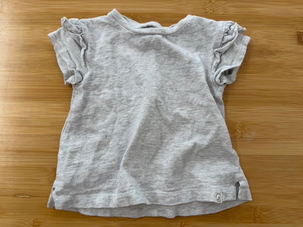 Little Planet by Carter's Ruffle Cap-Sleeve T-Shirt – 9M | Grey Organic