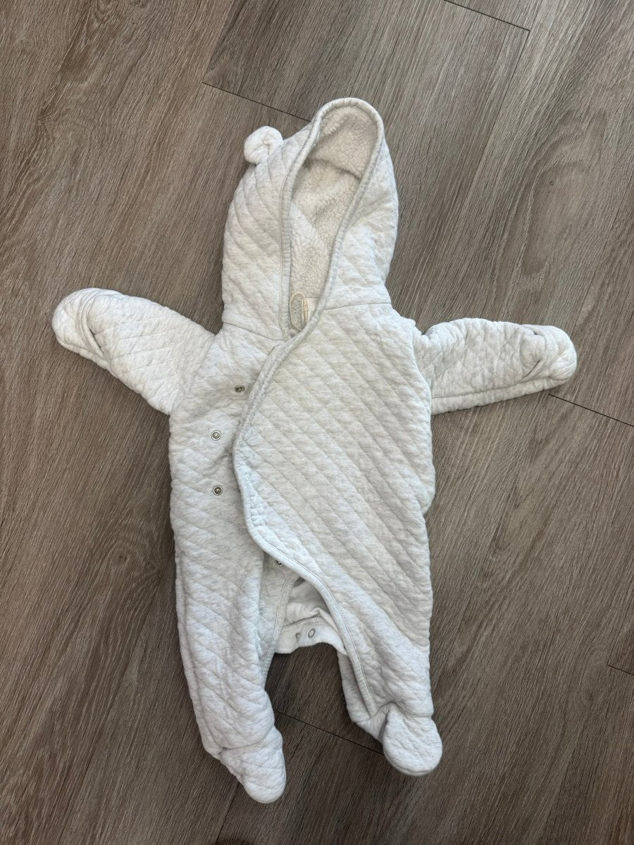 Carter's Quilted Bunting Suit – 3M | Light Grey with Fold - Over Hands - Nest and Sprout - Consignment