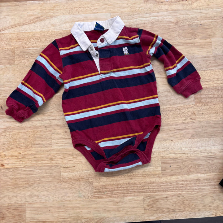 Please Mum Bodysuit – 6 Months Red & Navy Stripe