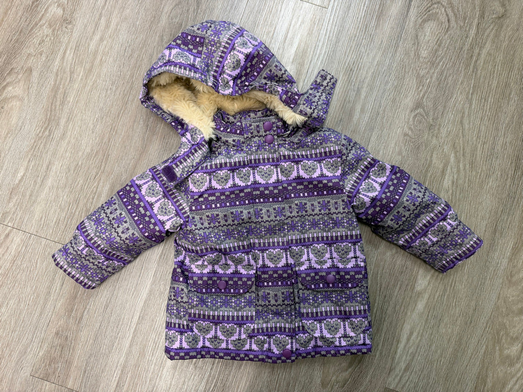 Joe Fresh Winter Jacket – 2Y | Purple Pixelated Faux Fur Hood