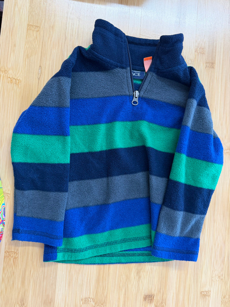 The Children's Place Quarter Zip – 3T | Blue Green Navy Stripe Collar