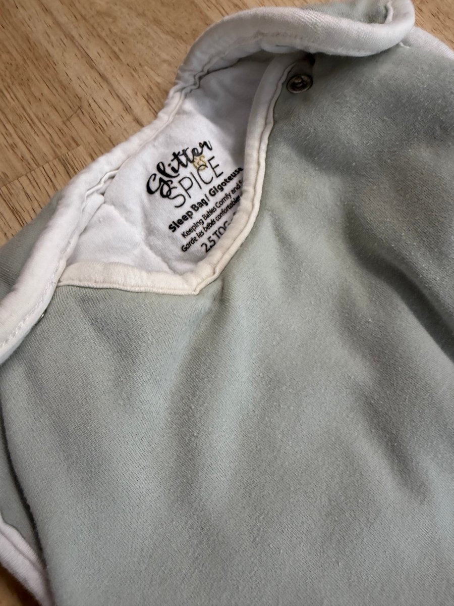 Glitter & Spice Sleep Bag – 0–6M | 2.5 TOG Sage Green play - Nest and Sprout - Consignment
