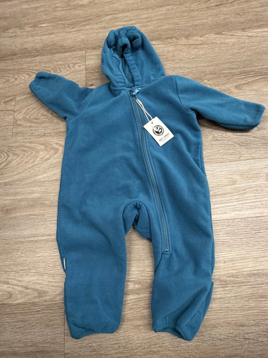 Jan & Jul Blue Fleece One-Piece Bunting Suit – 12–18M | Excellent - Nest and Sprout-Consignment
