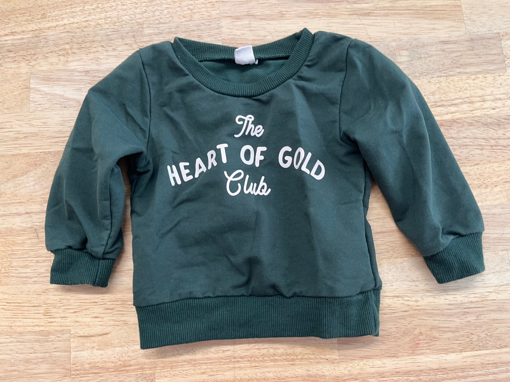 Unknown Sweatshirt – Size 80 Green “Heart of Gold Club”