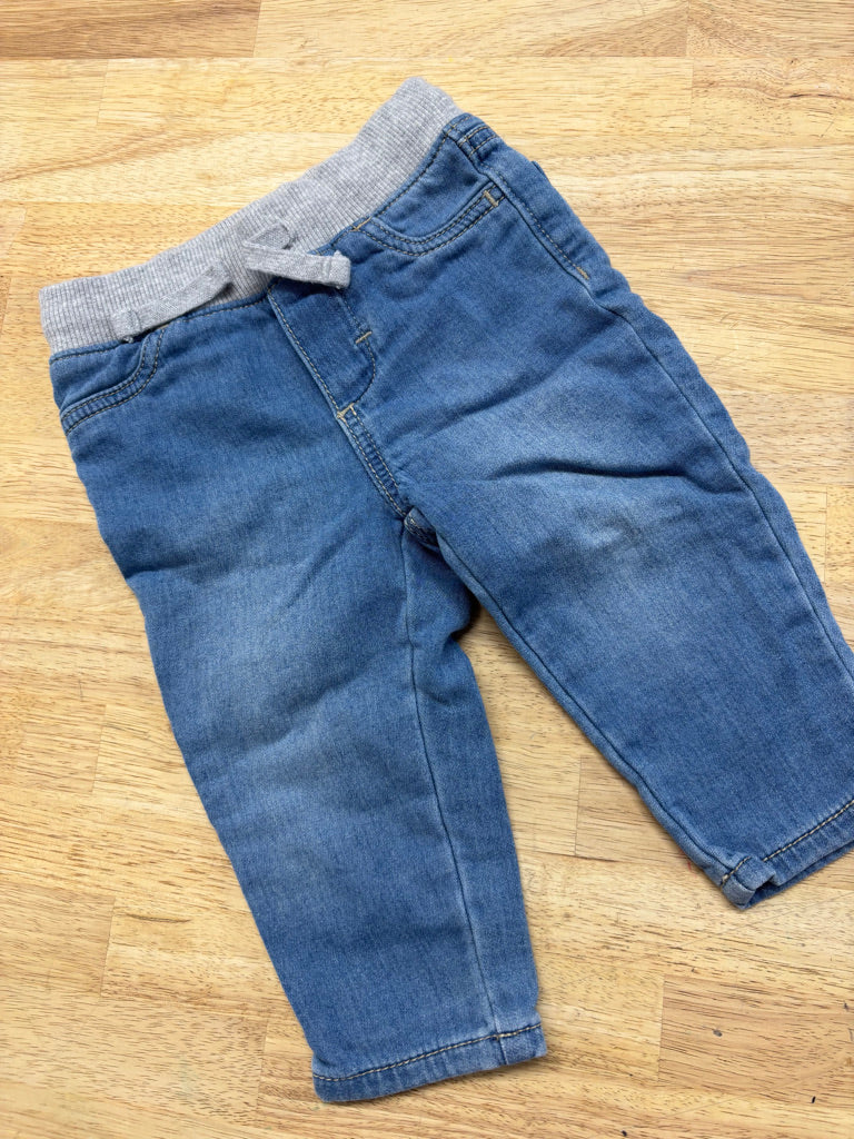 Baby B’gosh Light Wash Jeans with Grey Stretch Waist – 12M