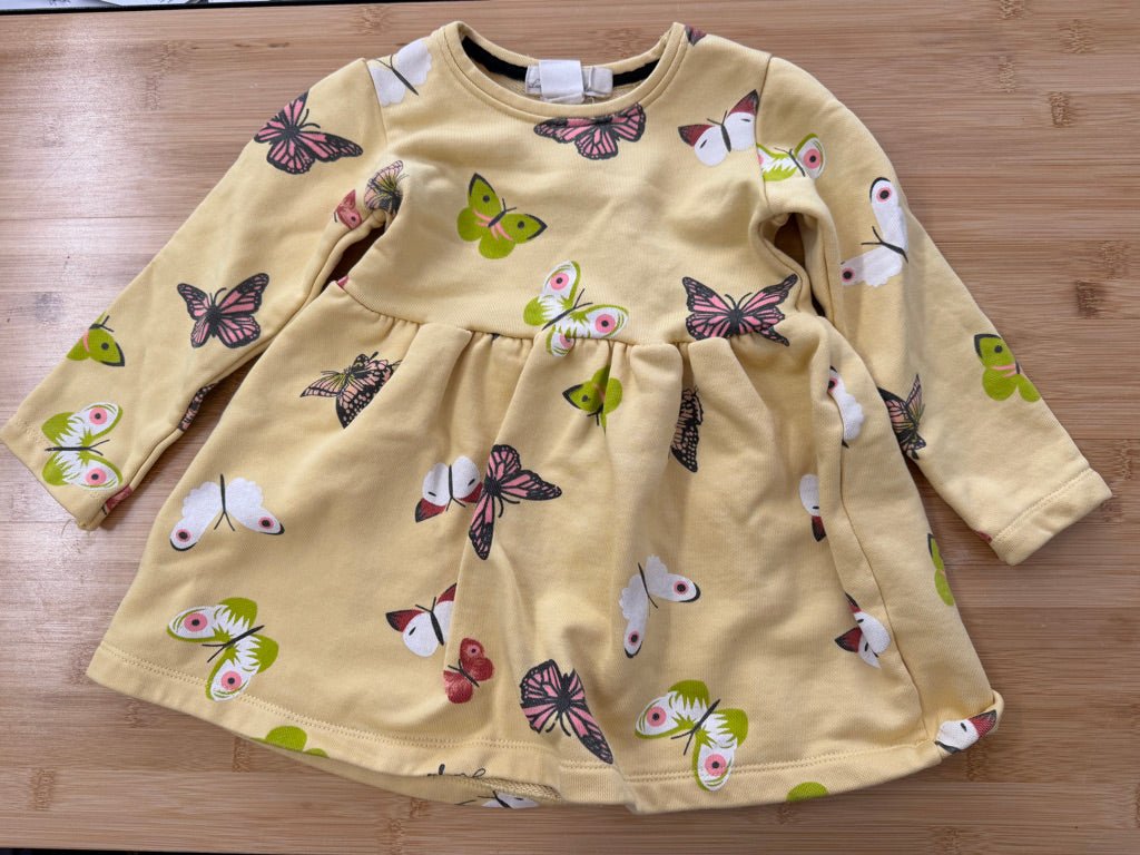 LOGG by H&M Butterfly Sweatshirt Dress – | Yellow - Nest and Sprout-Consignment