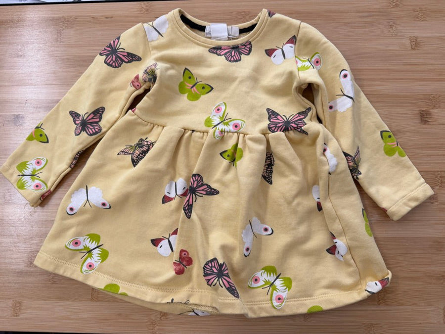 LOGG by H&M Butterfly Sweatshirt Dress – | Yellow - Nest and Sprout-Consignment