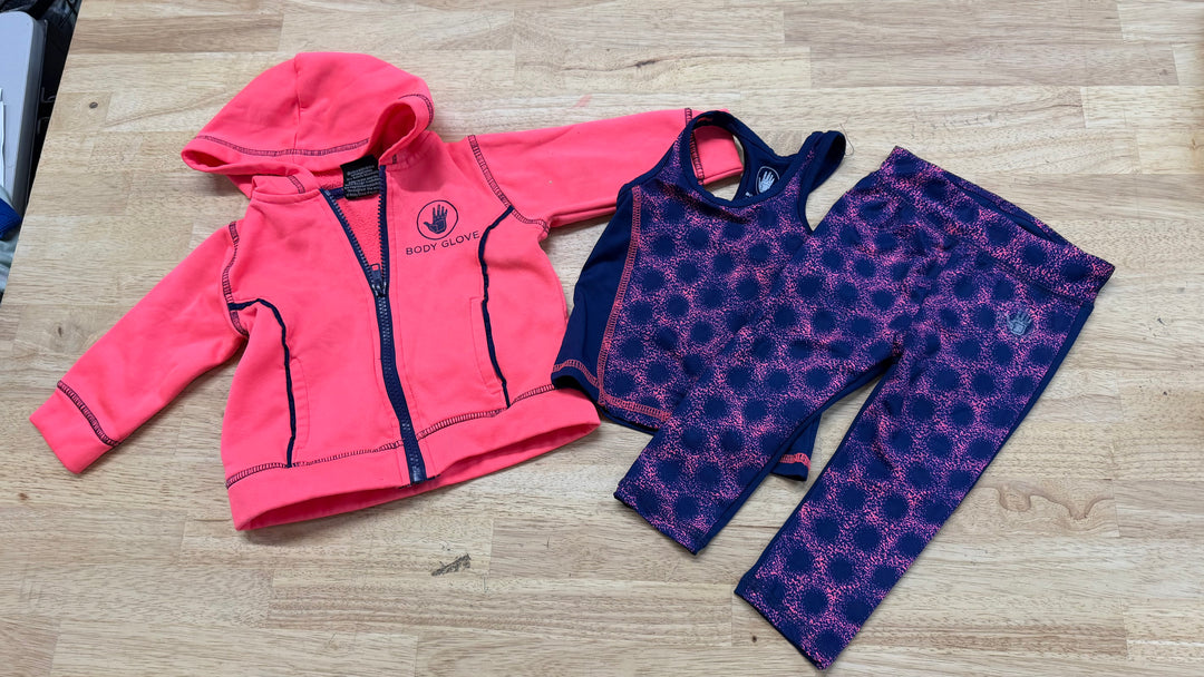 Body Glove Three-Piece Set – 12M | Tank Top Leggings & Neon Orange Hoodie | Play