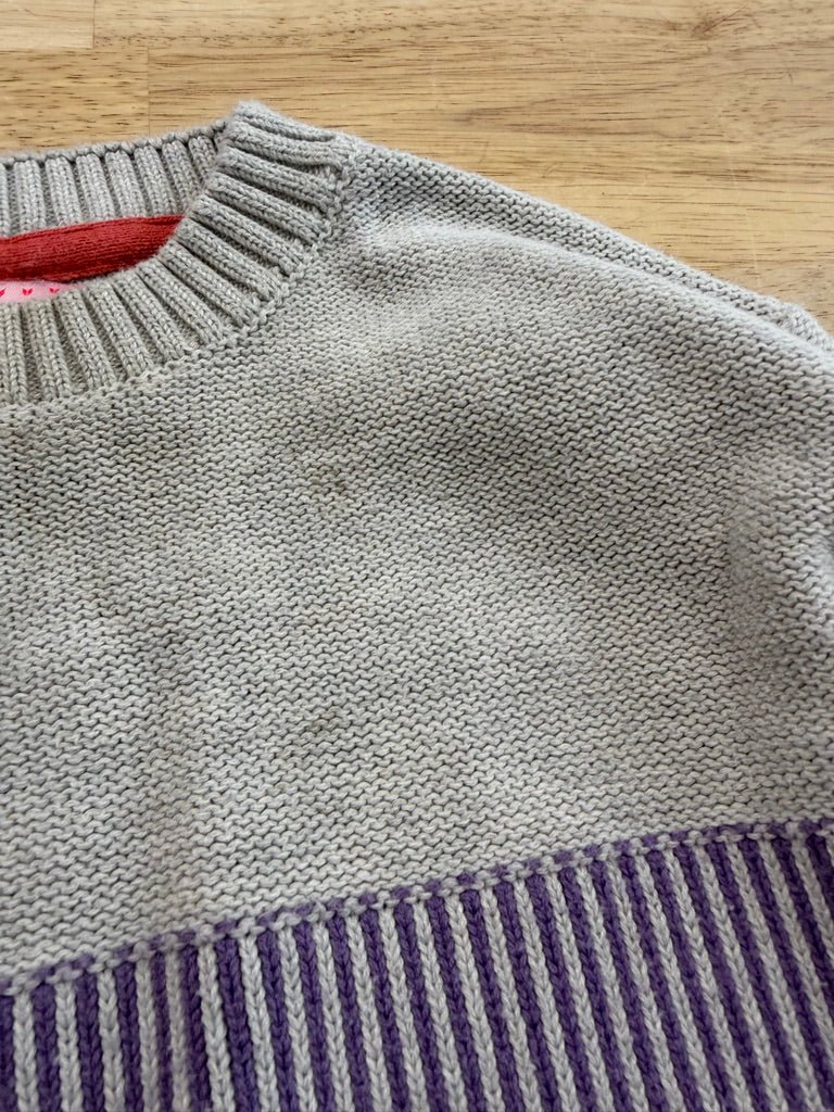 Souris Mini Knit Sweater – 12–18M | Purple & Grey - Nest and Sprout - Consignment