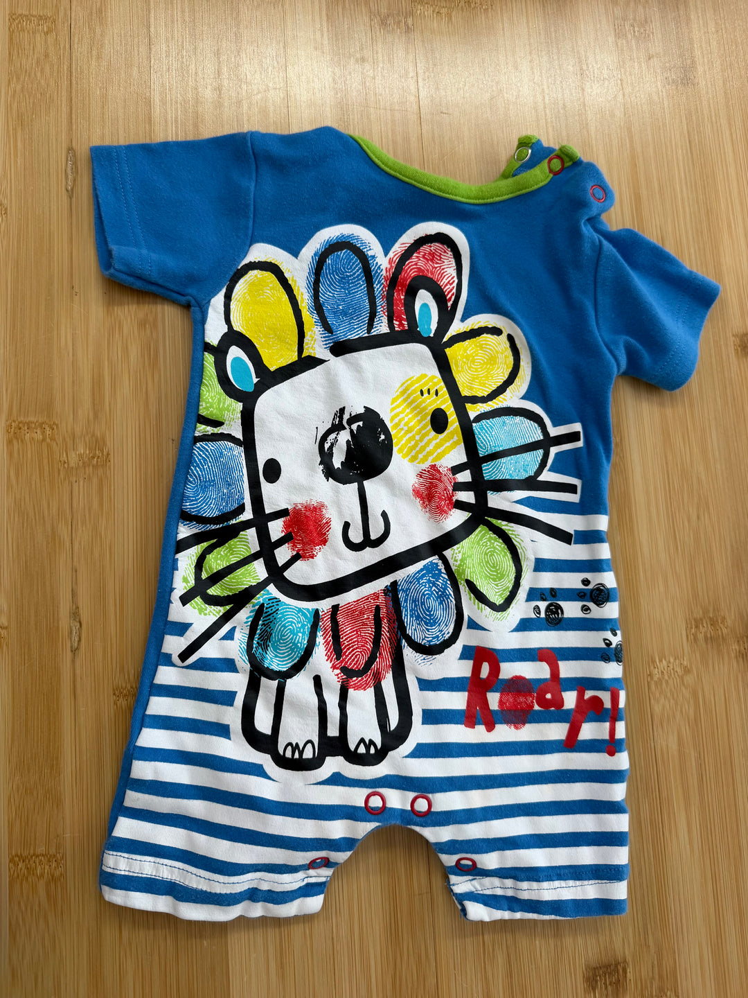 Early Days Lion Graphic Romper – 0–3M | Blue Short