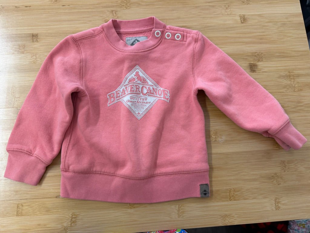 Beaver Canoe Sweater – 2T | Peachy Pink Cotton/Poly Logo | Play - Nest and Sprout-Consignment
