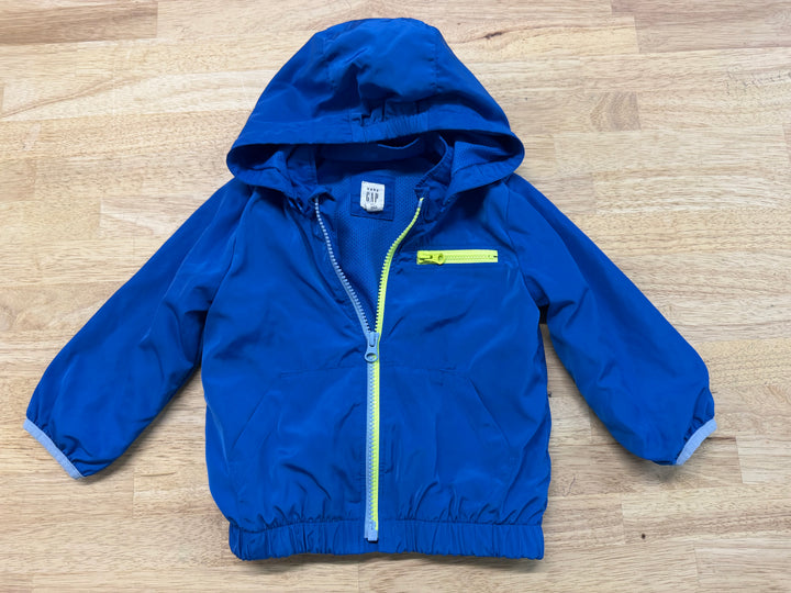Gap Zip-Off Hood Windbreaker – 18–24M | Blue Green Mesh Lined Spring 2017