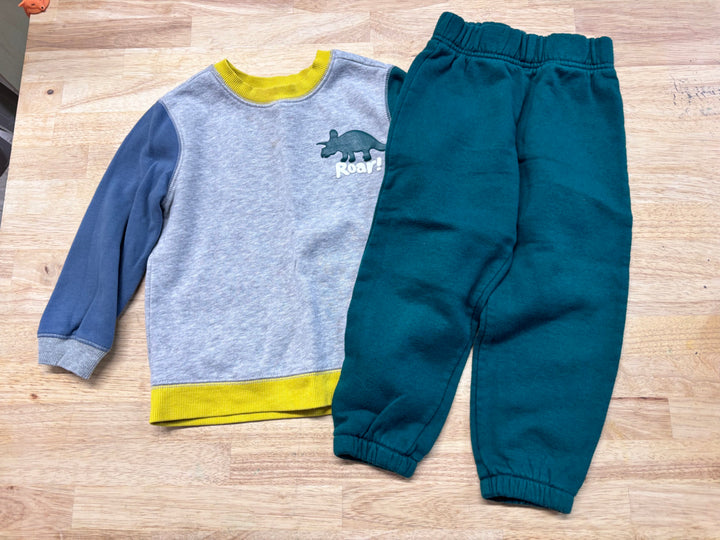 George Roar Dinosaur Set Forest Green Joggers 4T