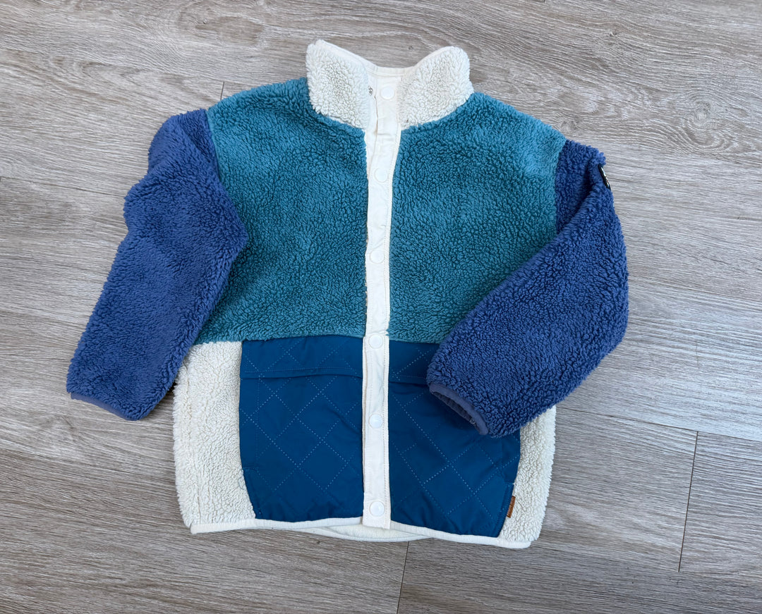 Souris Mini Snap-Up Fleece Sweater – 7 | Blue Two-Tone