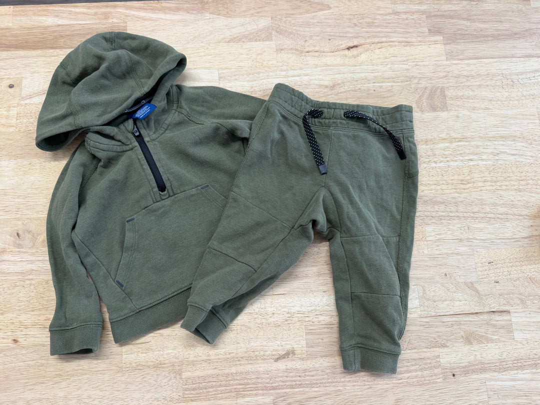 Gap Olive Two-Piece Hoodie & Pants Set – 12–18M