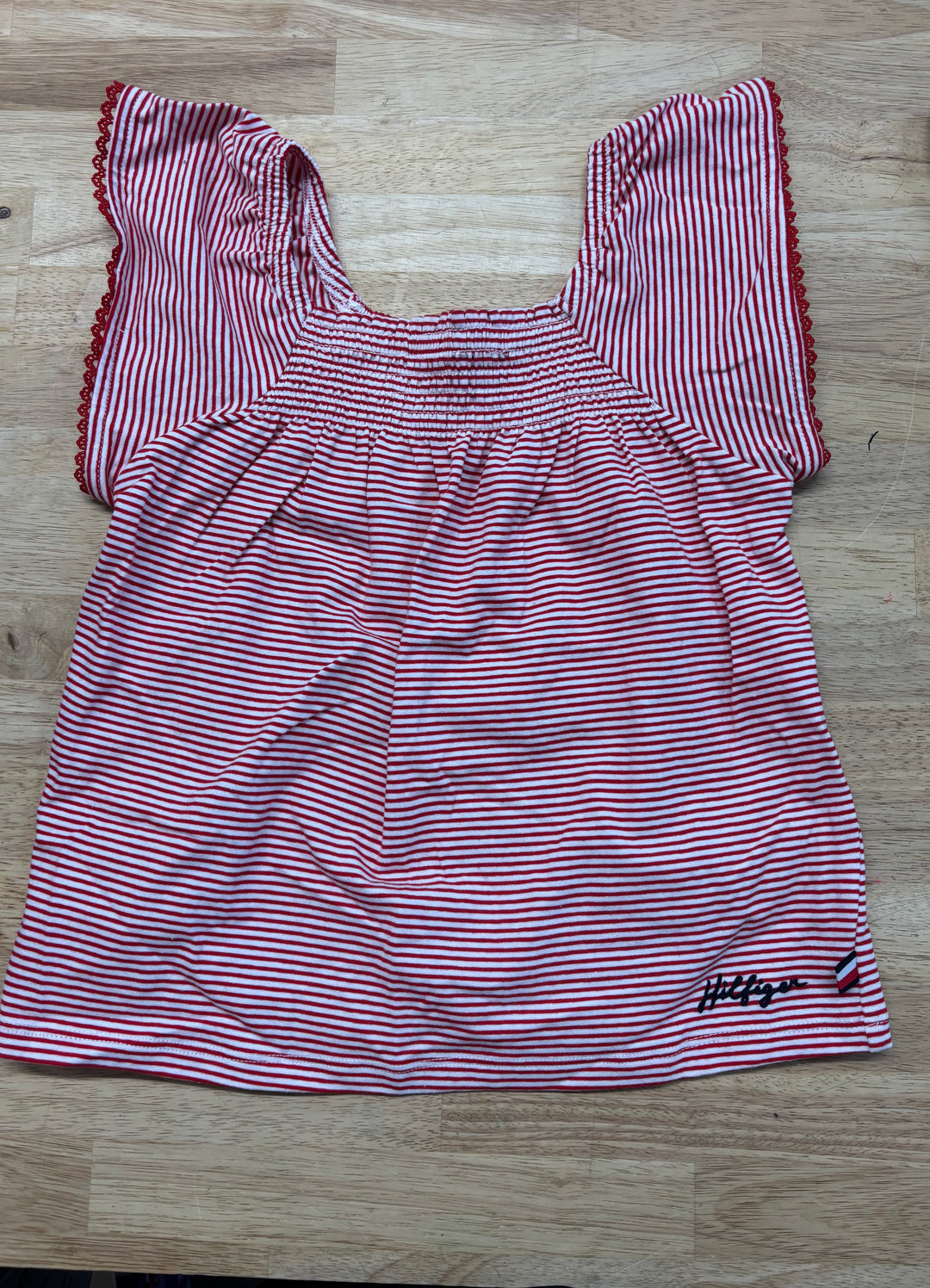 Tommy Hilfiger Red White Square Neck Top | Size 7