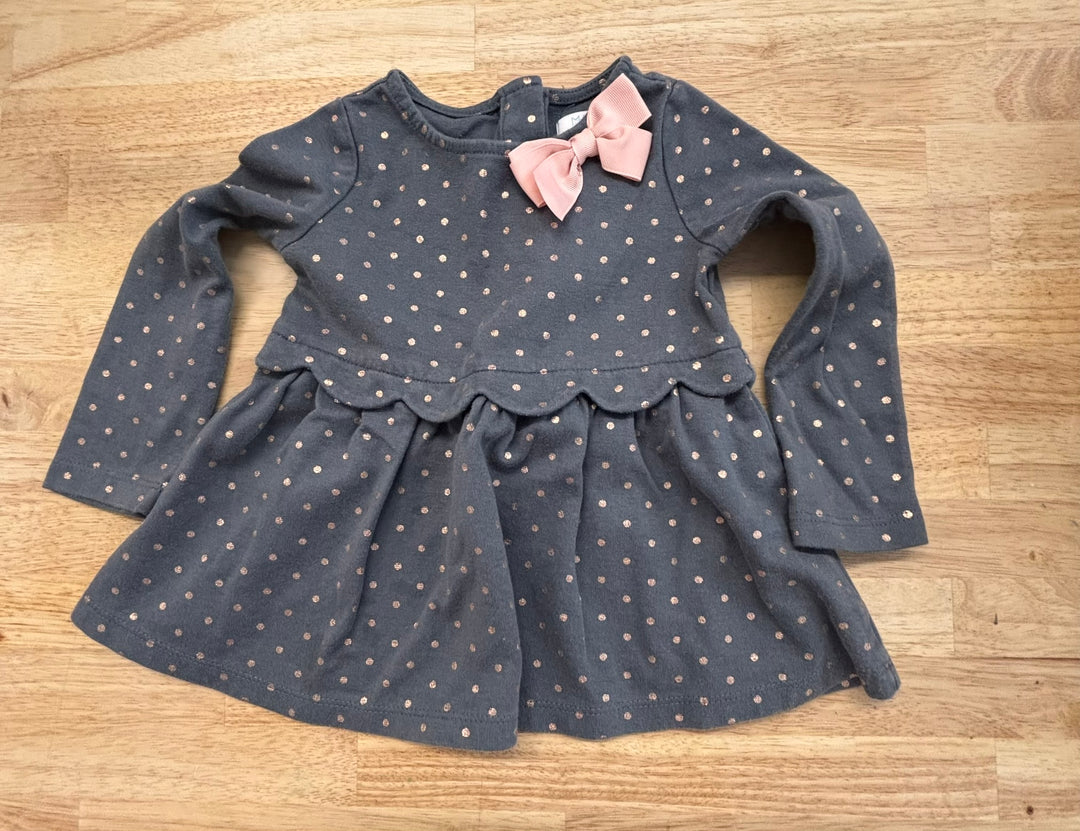 Maggie & Zoe 2T Dress - Grey with Pink Dots