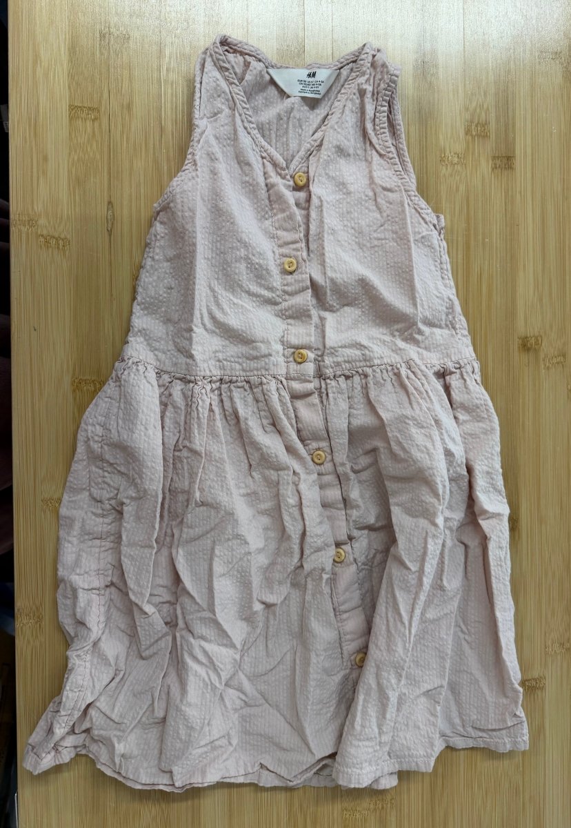 H&M Button-Up Sleeveless Dress – 4-5 Years | Light Pink | 100% Cotton - Nest and Sprout-Consignment