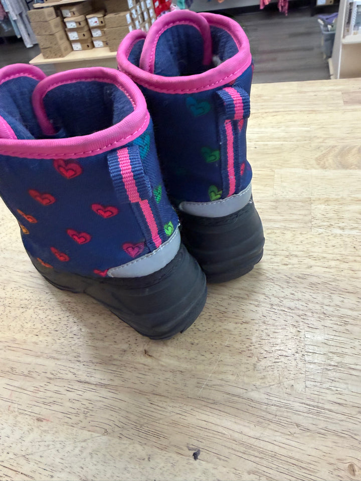 Rainbow Heart Galosh Winter Boots – 7 (EU 23) | Black Navy Velcro Front