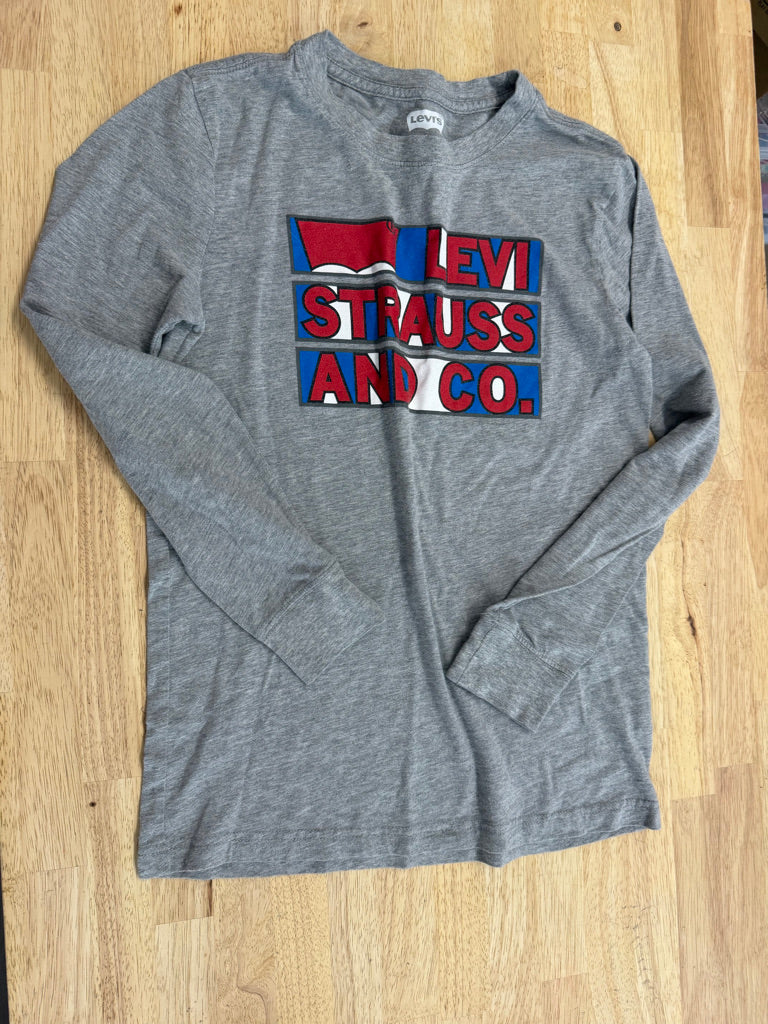 Levi's Long Sleeve Shirt – 12/13 | Grey Red & Blue Logo | Play
