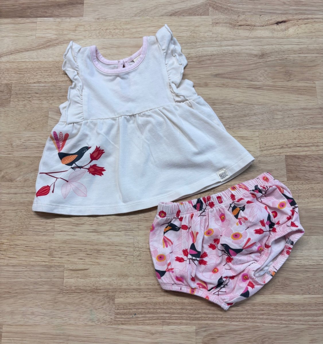Jocelyn Proust Design Set – 3 - 6 Months – Cream Top & Diaper Cover - Nest and Sprout - Consignment