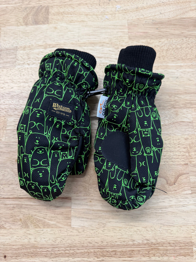 Watson Quality Gloves – XS | Black with Neon Bear Print