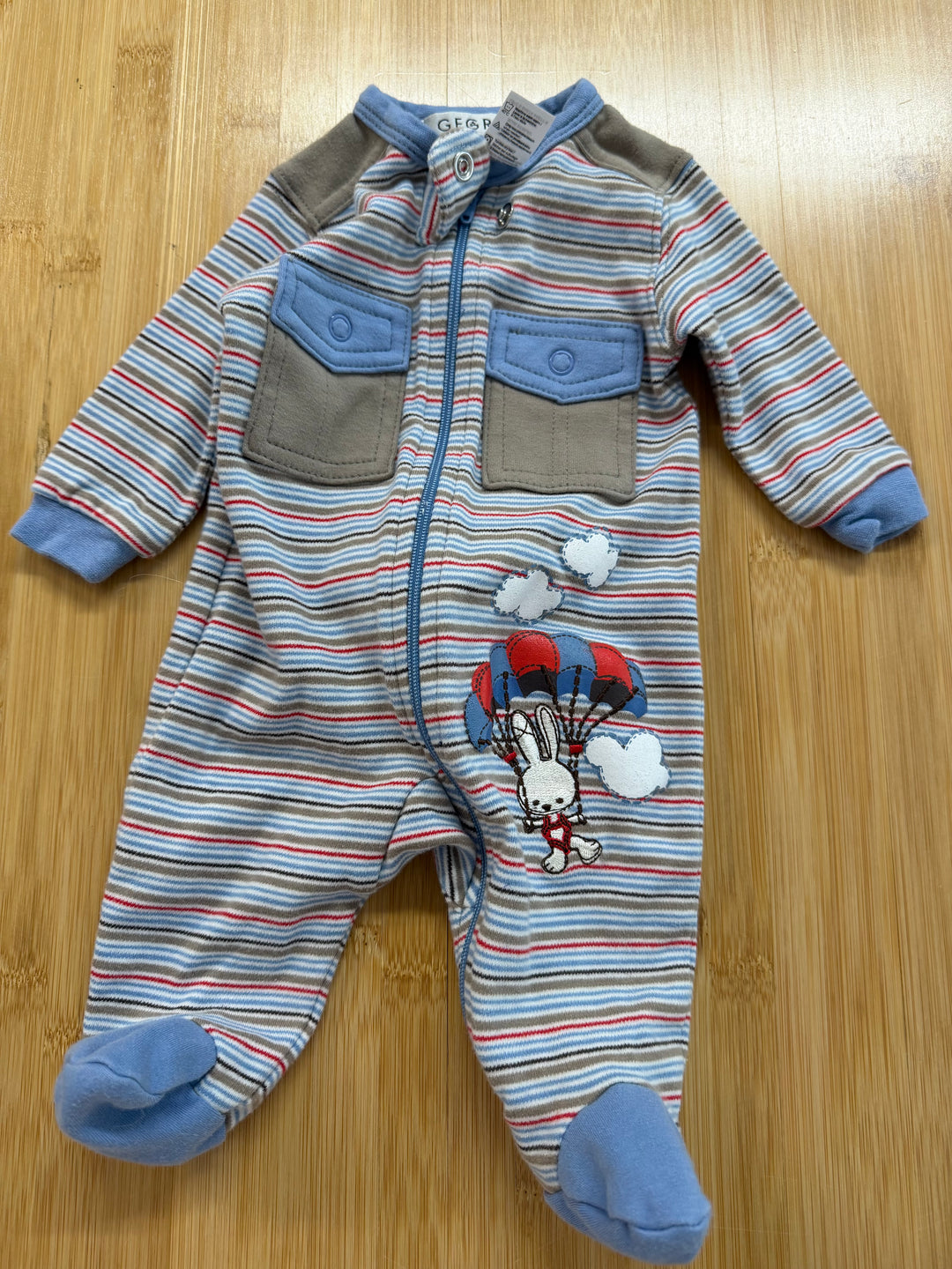 George Sleeper – Newborn | Blue & Brown Stripe 100% Cotton