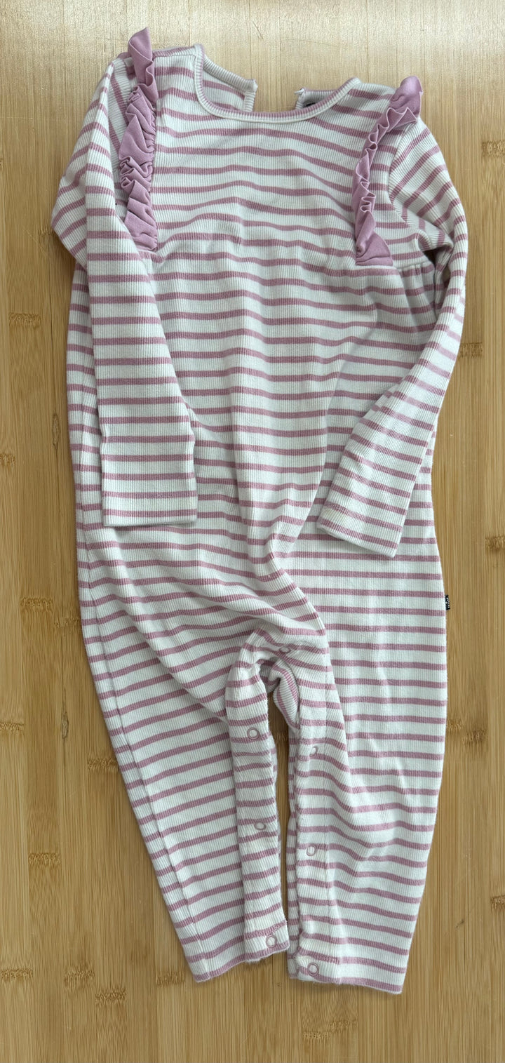 Lola and Taylor One Piece Romper – 2/3 | Purple and White Ribbed Stripe