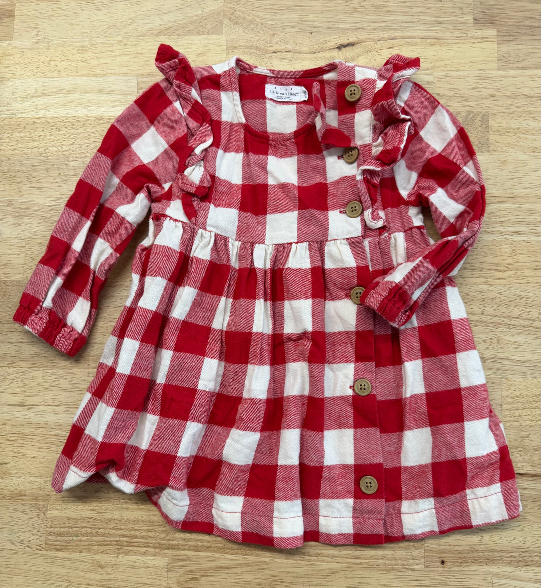 Rise Little Earthling Flannel Dress – 9-12M | Long Sleeve Button-Up