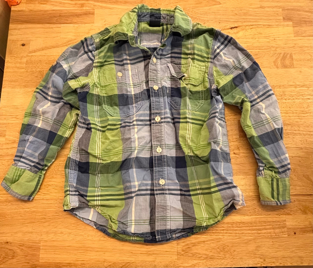 GAP Size 6/7 Button-Up Shirt – Green & Blue Plaid imperfect