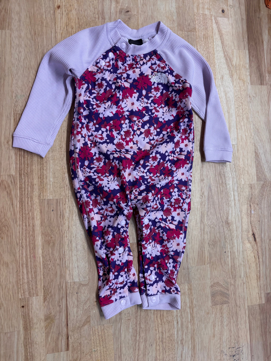 The North Face Waffle Knit One-Piece Purple Floral 6-12M