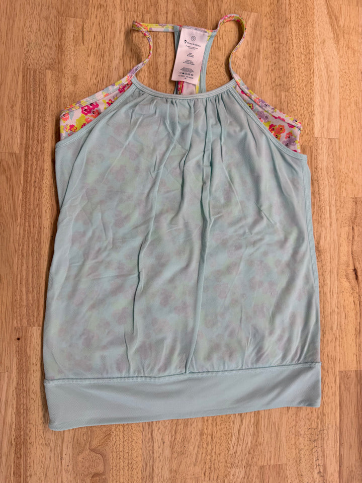 Ivivva Double Dutch Floral Neon Top – 12Y | Light Blue Overtank