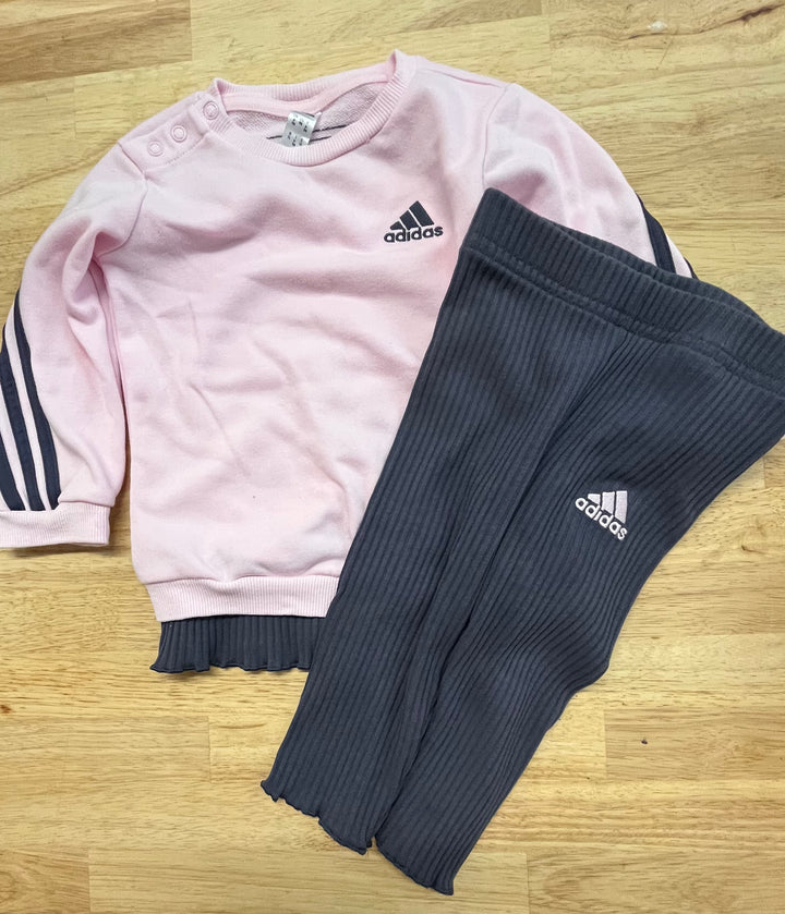 Adidas 6-9M Sweatsuit Set - Pink & Grey