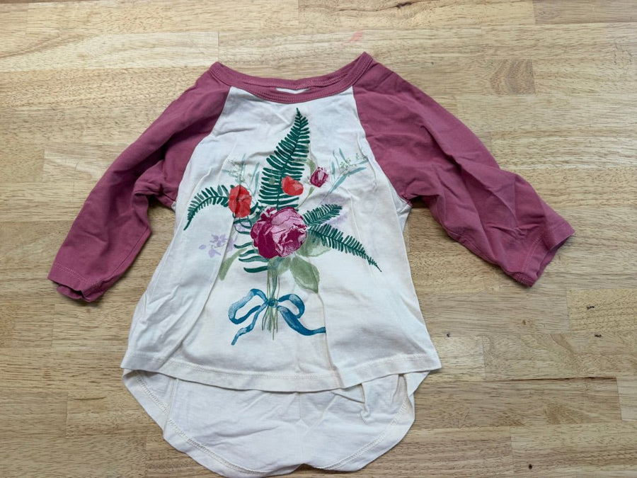 Tea Collection Dusty Rose Floral Emblem 3/4 Sleeve Shirt – 2/3 | 100% Cotton - Nest and Sprout-Consignment